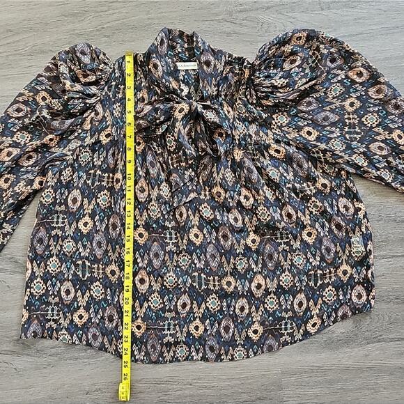 Ulla Johnson Black Onyx Metallic Ada Silk Blouse Size 8 - Picture 12 of 13